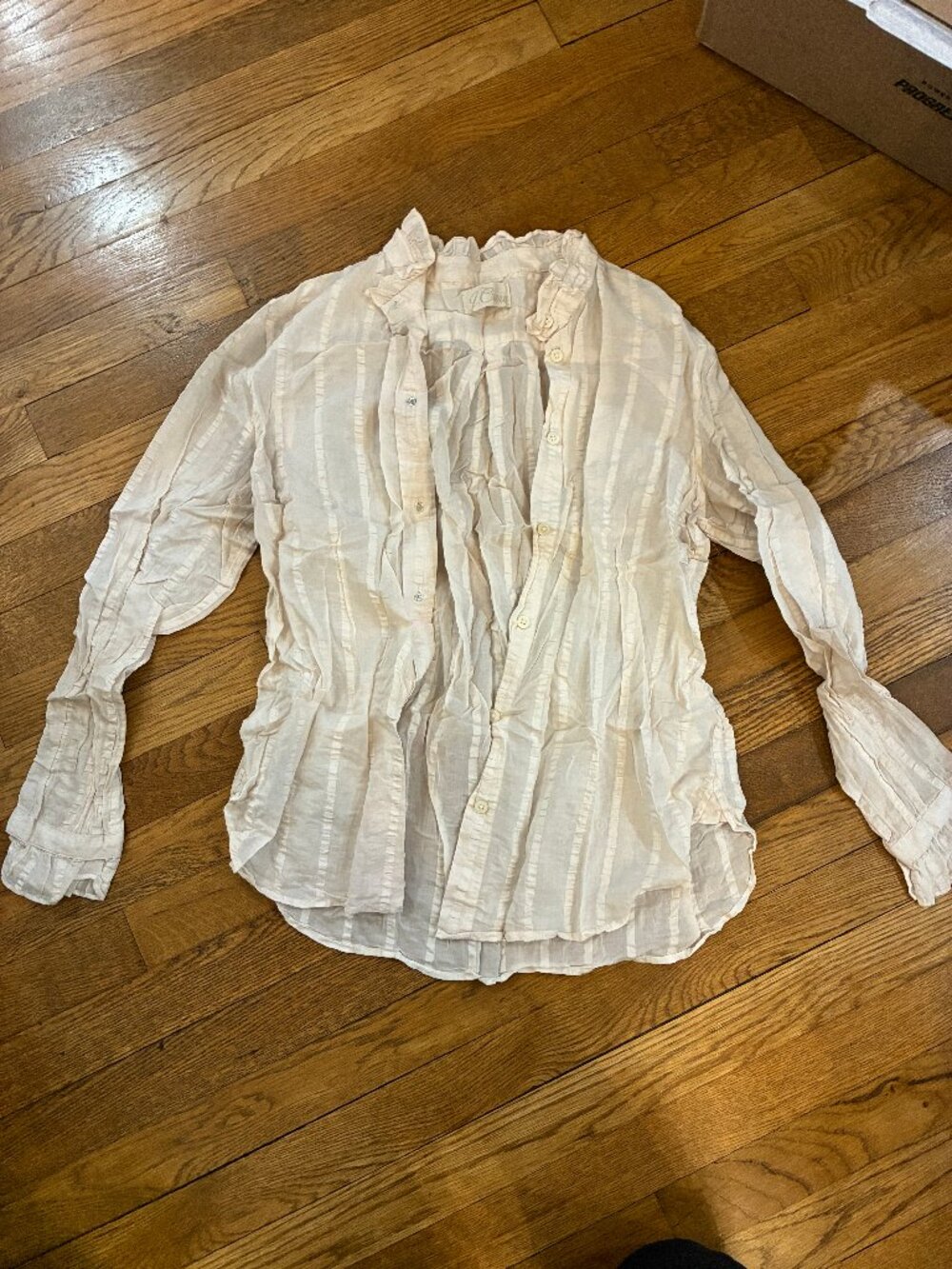 J Crew 100% Cotton Medium White/Cream Blouse Snap Front